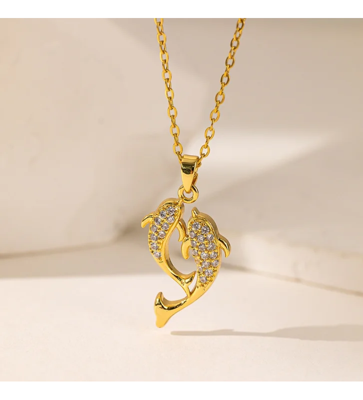 Collar Doble Delfín Brillante - 9963010001737